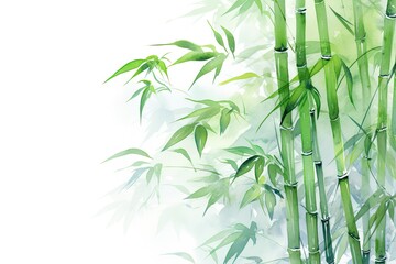 Obraz premium watercolor bamboo painting bamboo Background Bamboo watercolor stems and leaves