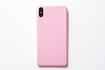top view single pink silicone phone case against a soft white backdrop