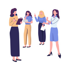 company people support dialogue, communicate flat vector illustration