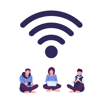 public free wireless connection, free wireless services flat vector illustration design