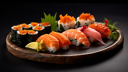 Product shot sushi plating meat rice AI Generated pictures
