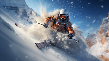 beautiful photography of ski winter season, snow, ultra HD - obrazy, fototapety, plakaty