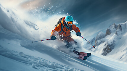 beautiful photography of ski winter season, snow, ultra HD - Powered by Adobe