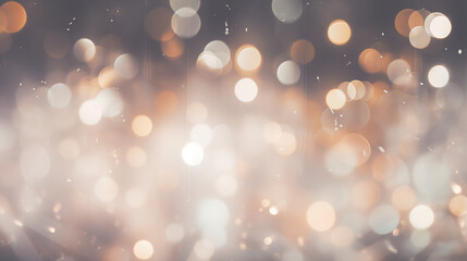 Shiny neutral colors abstract blurred bokeh lights background. Festive glitter sparkle background	
