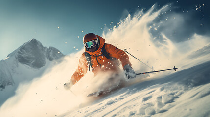 beautiful photography of ski winter season, snow, ultra HD - obrazy, fototapety, plakaty