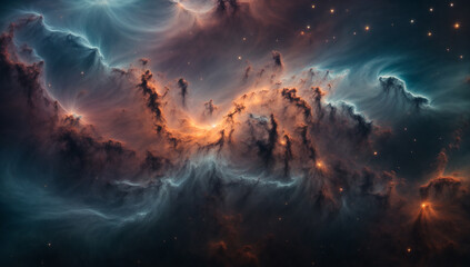 Nebulae with intricate tendrils and filaments, resembling celestial artwork - AI Generative