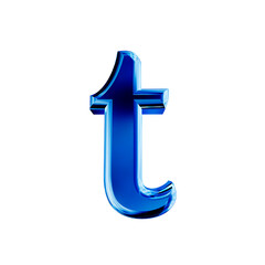 Blue symbol with bevel. letter t