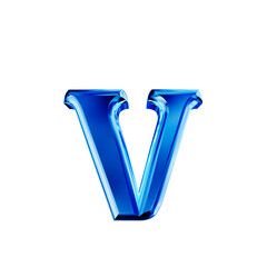 Blue symbol with bevel. letter v