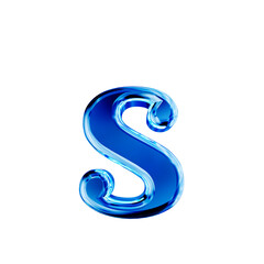 Blue symbol with bevel. letter s