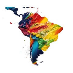 a map of the world with different colors of paint