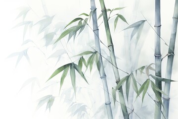Fototapeta na wymiar watercolor bamboo painting bamboo Background Bamboo watercolor stems and leaves