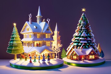 Multi-layered and multi-dimensional Christmas tree card cut from colored paper. Paper cut design.