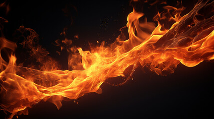 Fototapeta premium Des flammes et du feu sur un fond noir. Arrière-plan pour conception et création graphique.
