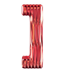 Red symbol with vertical ribs