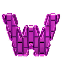 Symbol made of purple vertical bricks. letter w