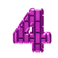 Symbol made of purple vertical bricks. number 4