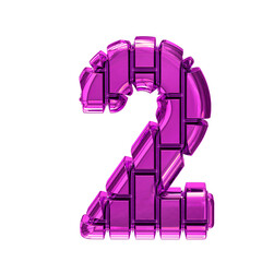 Symbol made of purple vertical bricks. number 2