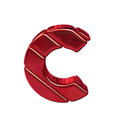 Symbol made of diagonal red blocks. letter c