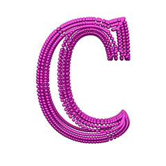 Symbol of small purple spheres. letter c