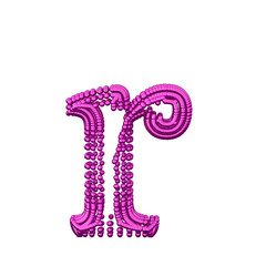 Symbol of small purple spheres. letter r