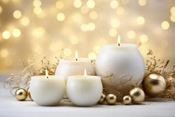 Obraz na płótnie Canvas White baubles with gold decorations. Christmas decorations. Christmas balls.