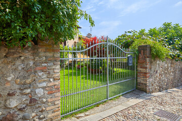 Beautiful view of the historic centre in Castellaro Lagusello, Monzambano, Lombardy, Italy.