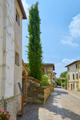 Beautiful view of the historic centre in Castellaro Lagusello, Monzambano, Lombardy, Italy.