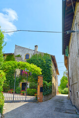 Beautiful view of the historic centre in Castellaro Lagusello, Monzambano, Lombardy, Italy.