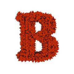 Symbol from red leaves. letter b