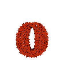 Symbol from red leaves. letter o