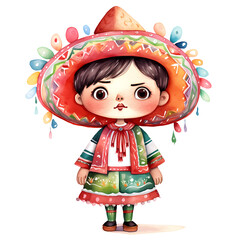 Cute Man Mexican Watercolor Clipart Illustration