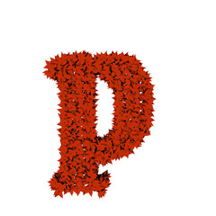 Symbol from red leaves. letter p