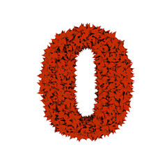 Symbol from red leaves. number 0