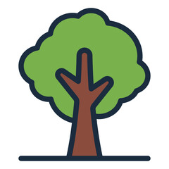 Tree colorful filled line icon