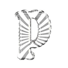 White symbol with silver straps. letter p