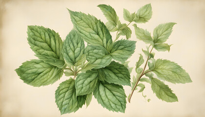 An ancient botanical illustration of Peppermint