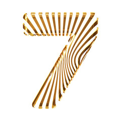 White symbol with ultra thin gold straps. number 7