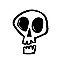 Hand drawn skull illustration head. Doodle sketch style.