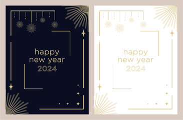Happy new year 2024 letters luxury banner, vector art and illustration. Can use for, landing page, template, ui, web, mobile app, poster, banner, flyer, black background - obrazy, fototapety, plakaty