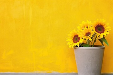 Bright Sunflower Yellow Concrete Wall Texture and Solid Color Background Image