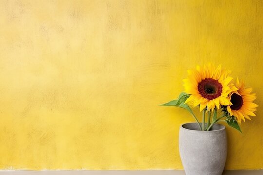 Bright Sunflower Yellow Color: Concrete Wall Texture with Solid Color Background