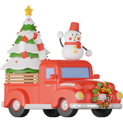 Christmas Car 3d Illustration