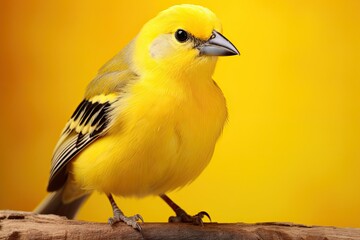 Naklejka premium Vibrant Canary Yellow: A Cheerful Design Showcasing a Colorful Canary Bird in Stunning Photography