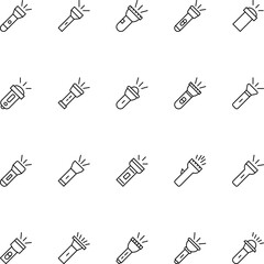 Flashlight Vector Icons Collection. Suitable for books, stores, shops. Editable stroke in minimalistic outline style. Symbol for design