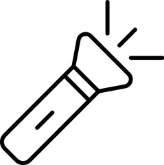 Flashlight Vector Symbol. Suitable for books, stores, shops. Editable stroke in minimalistic outline style. Symbol for design