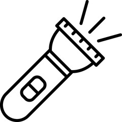 Flashlight Vector Line Sign for Adverts. Suitable for books, stores, shops. Editable stroke in minimalistic outline style. Symbol for design