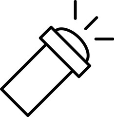 Flashlight Vector Sign. Suitable for books, stores, shops. Editable stroke in minimalistic outline style. Symbol for design