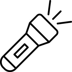 Flashlight Vector Line Symbol. Suitable for books, stores, shops. Editable stroke in minimalistic outline style. Symbol for design