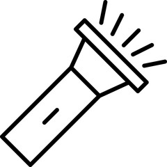Flashlight Simple Outline Icon. Suitable for books, stores, shops. Editable stroke in minimalistic outline style. Symbol for design