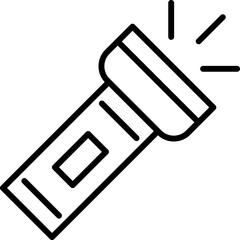 Flashlight Vector Symbol for Advertisement. Suitable for books, stores, shops. Editable stroke in minimalistic outline style. Symbol for design